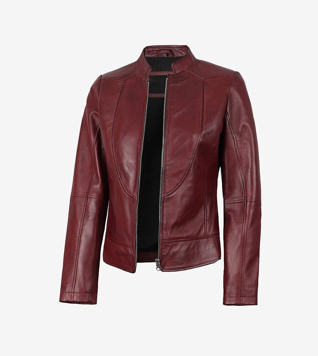 Womens Slim Fit Burgundy Leather Jacket