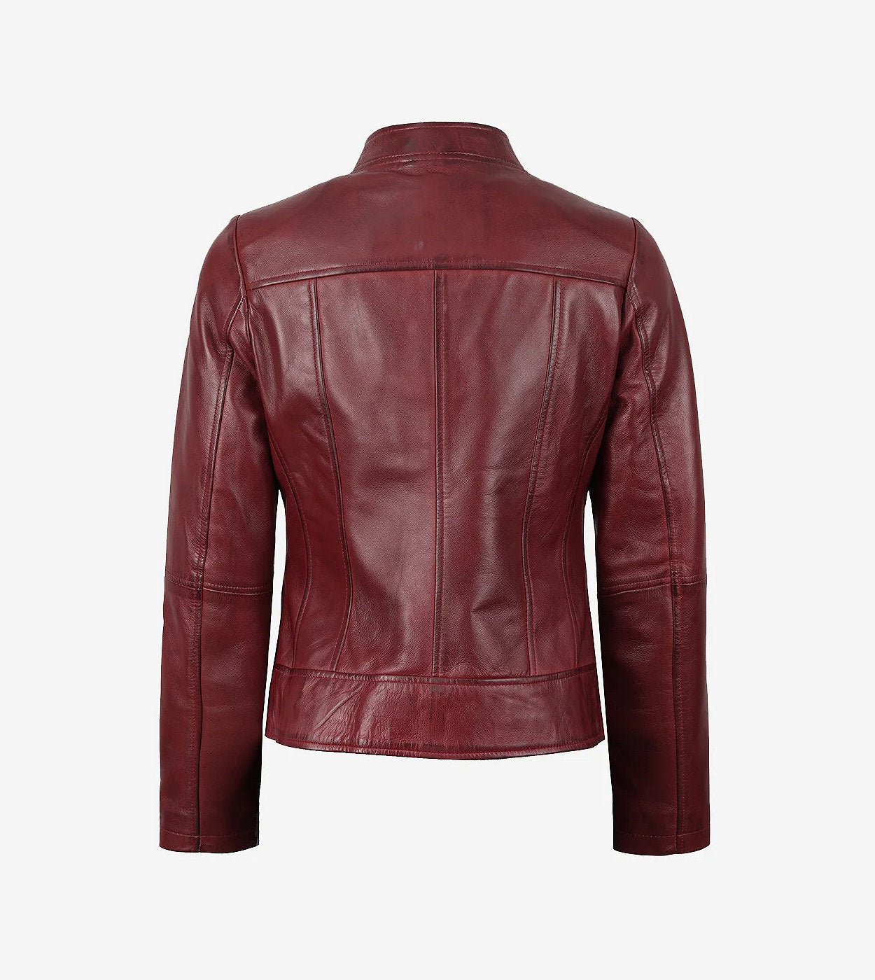 Womens Slim Fit Burgundy Leather Jacket