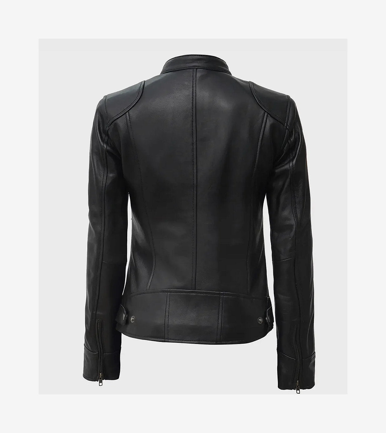 Womens Tall Black Biker Style Leather Jacket