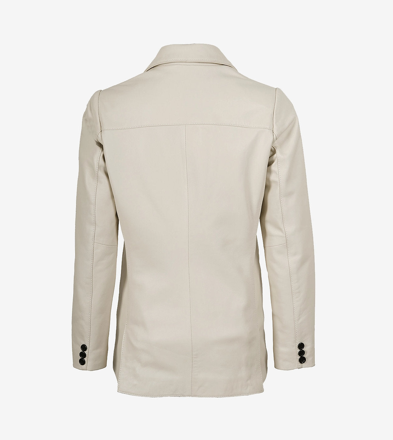 Womens Two Button Off White Leather Blazer